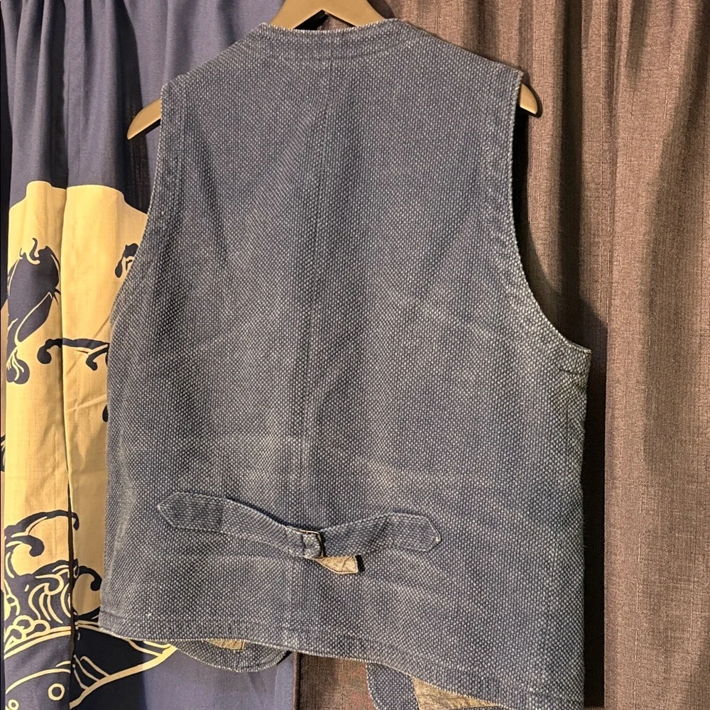 Momotaro Indigo Sashiko Blue Denim Vest - Picture 8 of 13